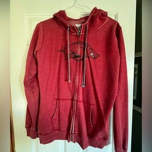 J-America Arkansas Razorback hooded zip red sweatshirt women’s XL